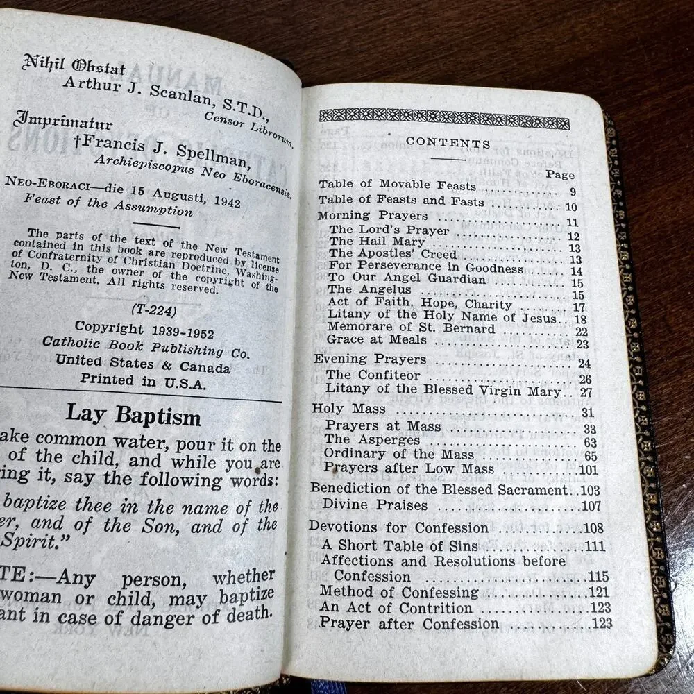 Manual of Catholic Devotions 1952 Pocket Size Rev JM Lelen, PhD